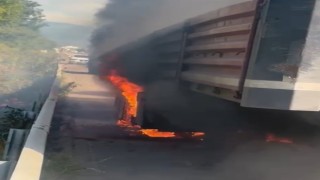 Tırın dorsesi alevlere teslim oldu