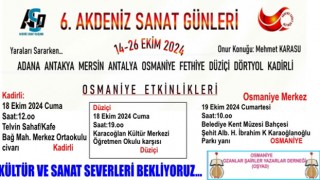 Akdeniz Sanat Günleri, Osmaniye’de İki Gün Sürecek…