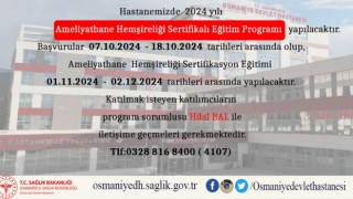 Ameliyathane Hemşireliği Sertifikalı Eğitim Programı Osmaniye'de Düzenlenecek