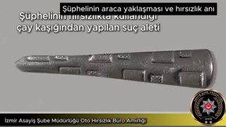 Çay kaşığı ile otomobil çaldı