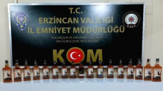 Erzincanda 17 şişe kaçak içki ele geçirildi
