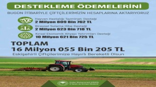 Eskişehirde üreticiye 16 Milyon 55 Bin 205 TL tarımsal destekleme