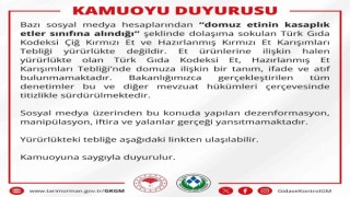 Gıda ve Kontrol Genel Müdürlüğü domuz etinin kasaplık etler sınıfına alındığı yönündeki iddiaları yalanladı