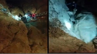 Kalede mahsur kalan keçiyi itfaiye ekibi kurtardı