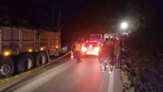 Kamyondan devrilen tomruklar otomobilin üzerine devrildi: Sürücü hayatını kaybetti