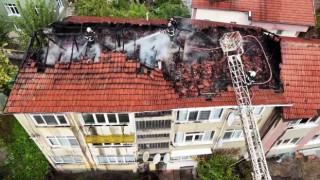 Karabükte çatı katında korkutan yangın