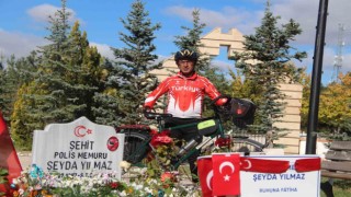 Şehit polis Şeyda Yılmaz anısına bin kilometre pedal çevirdi