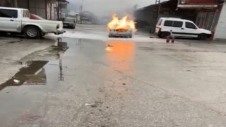 Tokatta muayeneye götürülen otomobil kül oldu