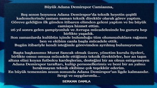 Adana Demirsporda Serkan Damla dönemi sona erdi
