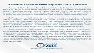 Ankara 2 Nolu Barosundan Kerkükte yapılacak nüfus sayımına ilişkin açıklama