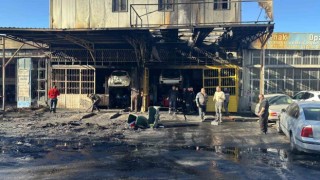 Ankarada oto tamircide çıkan yangında 9 araç kullanılamaz hale geldi