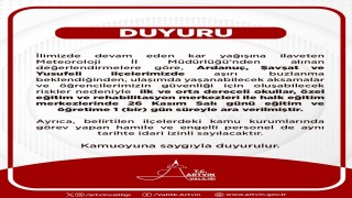 Ardanuç, Yusufeli, Şavşatta kar yağışı nedeniyle eğitime ara verildi
