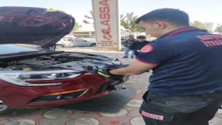 Batmanda araç motoruna giren kedi kurtarıldı