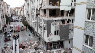 Çorumdaki doğalgaz patlamasının yaşandığı bina havadan görüntülendi