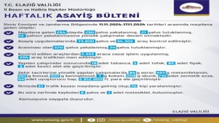 Elazığda son bir haftada 254 olay meydana geldi, 250 şahıs yakalandı