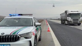 Gaziantep jandarmasından otoyolda cayrokopter destekli trafik denetimi