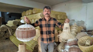 Ilıcabaşında üretilen rattan avizeler moda oldu