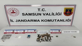 Jandarma tarihi eser ve uyuşturucu ele geçirdi