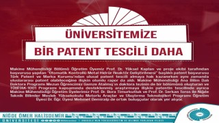 NÖHÜye bir ulusal patent tescili daha