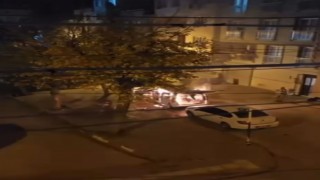 Park halindeki ticari araç alev topuna döndü