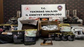 Tekirdağda KOM Başkanlığı koordinesinde büyük tütün kaçakçılığı operasyonu