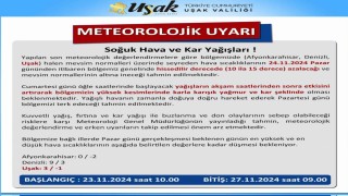 Uşak Valiliğinden soğuk hava ve kar yağışı uyarısı