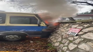 Alev alev yanan minibüs kamerada