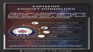 Ateşli silah ve bıçaklarla ilgili çalışmada 9 şüpheliye işlem yapıldı