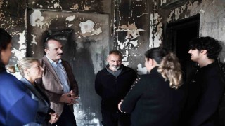 Başkan Kotandan evi yanan aileye destek sözü