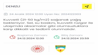 Denizliye kuvvetli yağış uyarısı
