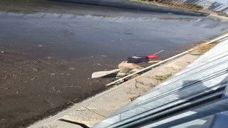 Dereye düşerek çamura saplanan kediyi itfaiye kurtardı