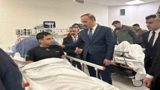 Isparta Valisi Erin kaza sonrası güvenli iniş yapan helikopterdeki 2 askeri hastanede ziyaret etti