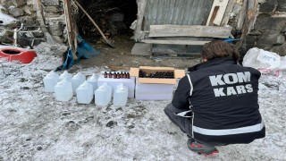 Karsta kaçak içki operasyonu