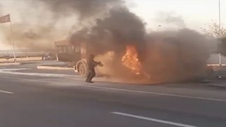 Konyada süt tankeri alevler içinde kaldı