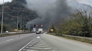 Orduda tünelde yangın: Trafik yarım saat durdu