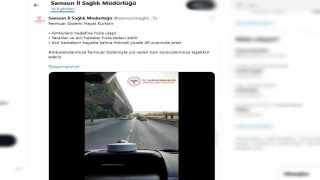 Samsunda sürücüler, fermuar sistemi ile ambulansa yol verdi
