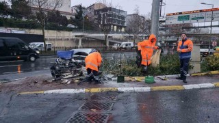 Şişlide kaza sonrası araçta yangın çıktı: 2 yaralı