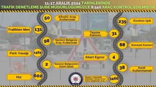Son 1 haftada kontrol edilen 8 bin 540 araçtan 3 bin 466sına ceza yazıldı