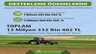 Üreticiye 13 milyon 332 bin 402 TL tarımsal destekleme ödemesi