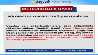 Uşak Valiliğinden kuvvetli yağış uyarısı