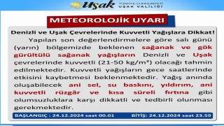 Uşaka kuvvetli yağış uyarısı