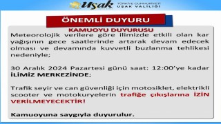 Uşakta iki tekerlekli araçların trafiğe çıkışları kısıtlandı