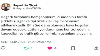 Vali Çiçekten sürücülere kar ve tipi uyarısı