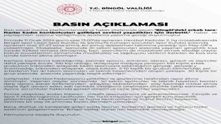 Bingöl Valiliğinden açıklama
