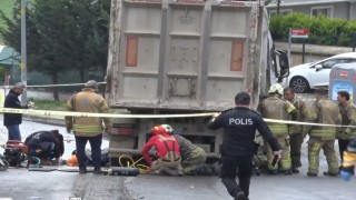 Büyükçekmecede feci kaza: Kamyonun altında kalan genç 1 saatte çıkarıldı