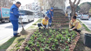 Büyükşehirin çiçekleri Sökeyi renklendirdi