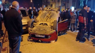 Çanakkalede takla atan otomobilin sürücüsü yaralandı