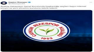 Çaykur Rizespordan Atakaş Hataysporun yeni başkanına tebrik mesajı