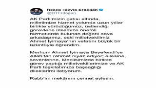 Cumhurbaşkanı Erdoğandan Ahmet İyimayanın vefatı üzerine taziye mesajı