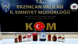 Erzincanda bir miktar kaçak ve el yapımı alkol ele geçirildi